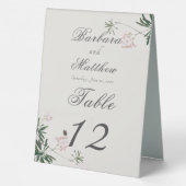 Plaque De Table Fleur rose botanique avec papillon élégant (Verso)