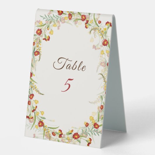 Plaque De Table Fleur sauvage Jaune Marigold Mariage de feuillage (Recto)