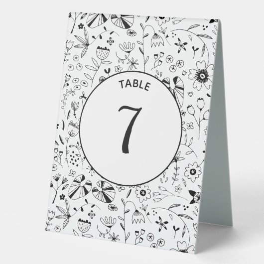 Plaque De Table Fleur sauvage Monochrome moderne (Recto)