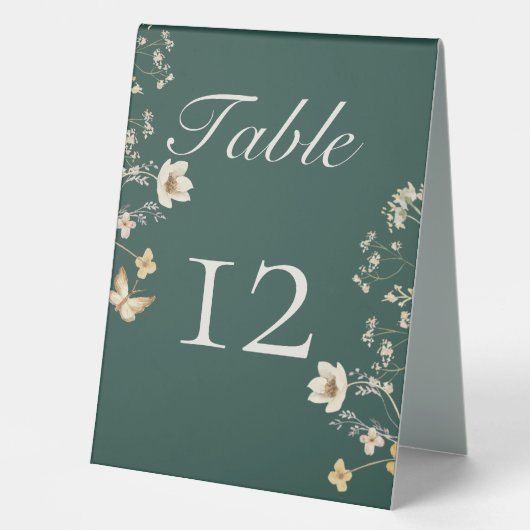 Plaque De Table Fleur sauvage rustique Frame Emerald Mariage vert (Recto)