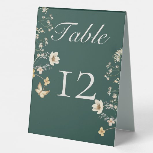 Plaque De Table Fleur sauvage rustique Frame Emerald Mariage vert (Verso)