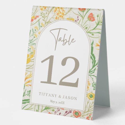 Plaque De Table Fleur sauvage Wild Meadow Mariage Numéro de table (Recto)