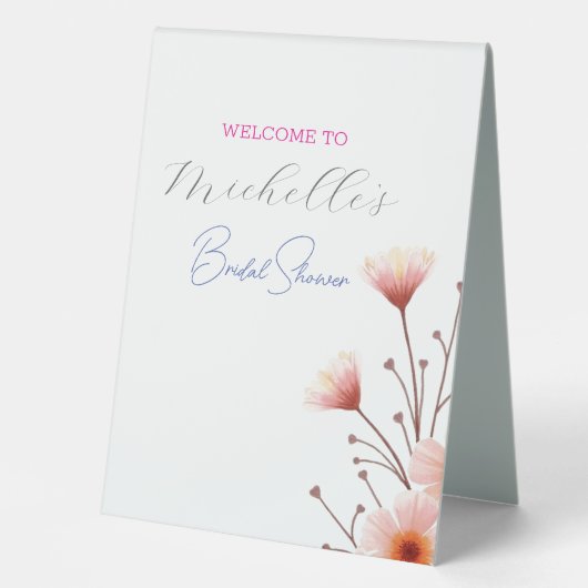 Plaque De Table Fleurs aquarelles douche de mariage mignonne  (Recto)