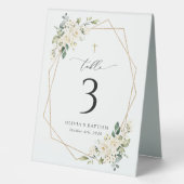 Plaque De Table Fleurs blanches crème, Boho, Numéros de table de b (Recto)