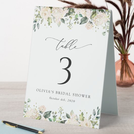 Plaque De Table Fleurs blanches, Fleurs de crème, Boho, Numéros de (En SItu (Tableau))