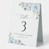 Plaque De Table Fleurs bleues poussiéreuses, Verdure, Boho, Numéro (Recto)