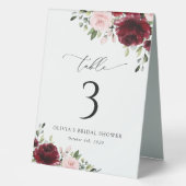 Plaque De Table Fleurs Bourgognes, Fleurs Roses, Numéros De Tablea (Recto)