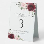 Plaque De Table Fleurs Bourgognes, Fleurs Roses, Numéros De Tablea (Verso)