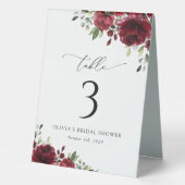 Plaque De Table Fleurs Bourgognes, Fleurs Rouges, Boho, Numéros De (Recto)