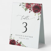 Plaque De Table Fleurs Bourgognes, Fleurs Rouges, Boho, Numéros De (Verso)