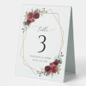 Plaque De Table Fleurs Bourgognes, Fleurs Rouges, Boho, Numéros De (Recto)