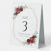 Plaque De Table Fleurs Bourgognes, Fleurs Rouges, Boho, Numéros De (Verso)