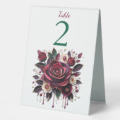 Plaque De Table Fleurs Bourgognes, Foliage et Perles Personnalisée (Recto)