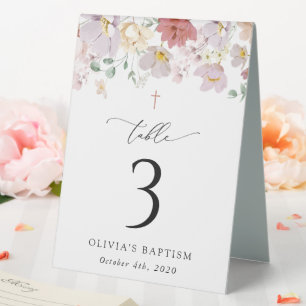 Plaque De Table Fleurs Colorées, Boho, Numéros de Table de Baptême