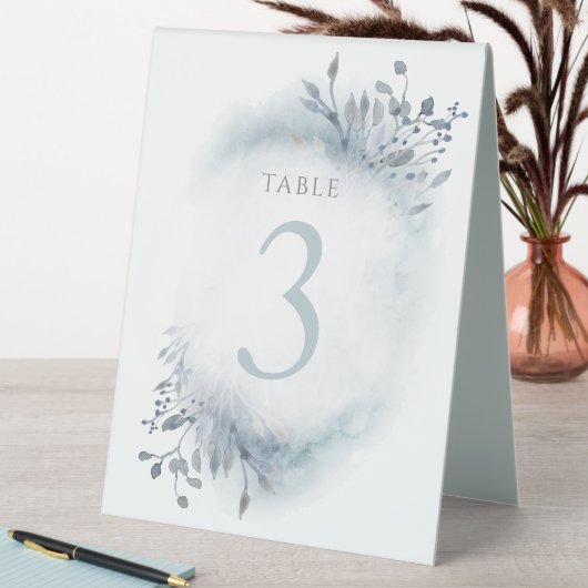 Plaque De Table fleurs d'aquarelle bleu poussiéreux Tableau Numéro (En SItu (Tableau))