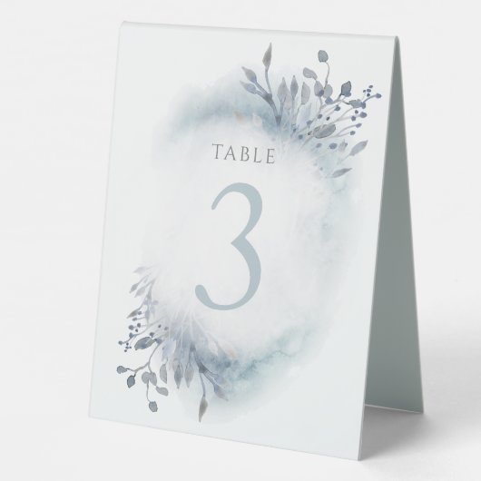 Plaque De Table fleurs d'aquarelle bleu poussiéreux Tableau Numéro (Verso)