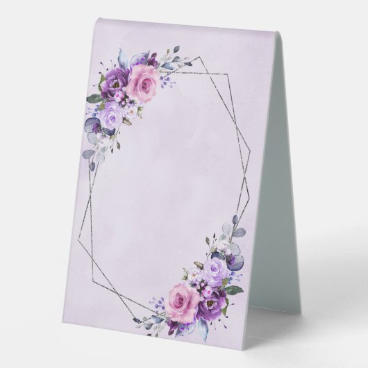 Plaque De Table Fleurs d'aquarelle rose clair Lilac violet (Verso)