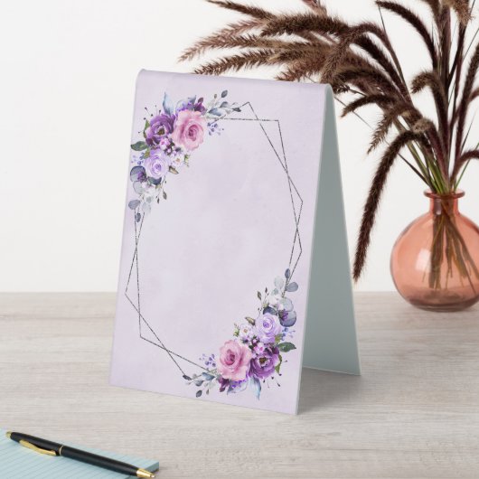 Plaque De Table Fleurs d'aquarelle rose clair Lilac violet (En SItu (Tableau))