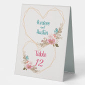 Plaque De Table Fleurs d'aquarelle rose et Turquoise (Recto)