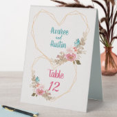 Plaque De Table Fleurs d'aquarelle rose et Turquoise (En SItu (Tableau))