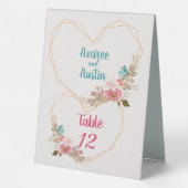 Plaque De Table Fleurs d'aquarelle rose et Turquoise (Verso)