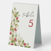 Plaque De Table Fleurs de fraises rouges sucrées Mariage (Verso)