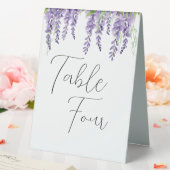 Plaque De Table Fleurs de glycine violette sur blanc Élégant (In SItu (Mariage))