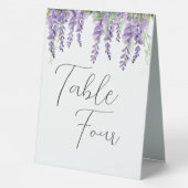 Plaque De Table Fleurs de glycine violette sur blanc Élégant (Verso)