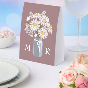 Plaque De Table Fleurs de mariage Lettre initiale rose en bocal Ma
