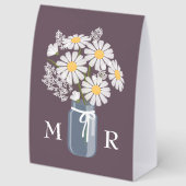 Plaque De Table Fleurs de mariage Lettres majuscules en pot Mason (Arrière)