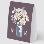 Plaque De Table Fleurs de mariage Lettres majuscules en pot Mason (Recto)