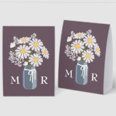 Plaque De Table Fleurs de mariage Lettres majuscules en pot Mason (Recto/Verso)