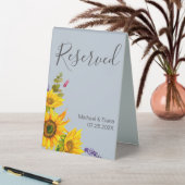 Plaque De Table Fleurs de soleil sur Mariage bleu Réservé (En SItu (Tableau))