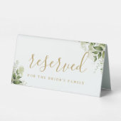 Plaque De Table Fleurs de verdure Or Mariage Réservé (Verso)