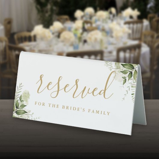 Plaque De Table Fleurs de verdure Or Mariage Réservé