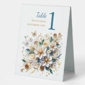 Plaque De Table Fleurs en Quilling de Papier Réception de Mariage (Recto)