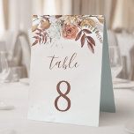 Plaque De Table Fleurs en terre cuite Boho Mariage de automne Numé<br><div class="desc">Panneau de numérotation de table mariage moderne de style bohème avec fleurs d'aquarelle et feuilles de chute dans les tons terre comme rouille brun,  orange brûlé et terre cuite. Un choix parfait pour les mariages d'automne.</div>
