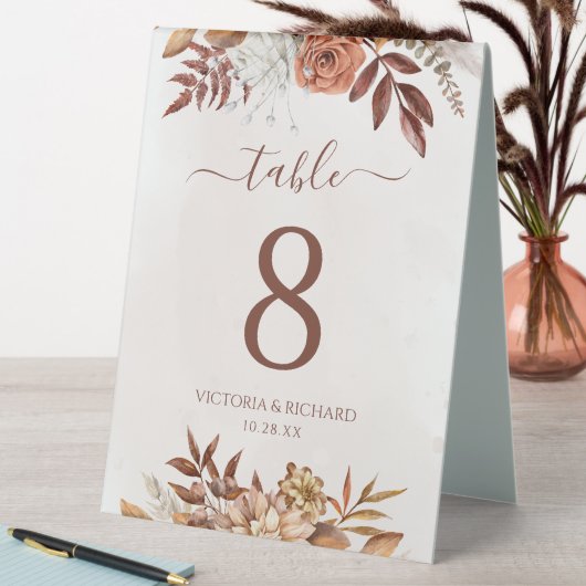Plaque De Table Fleurs en terre cuite Boho Mariage de automne Numé (En SItu (Tableau))