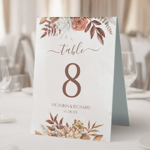 Plaque De Table Fleurs en terre cuite Numéro de table de mariage b