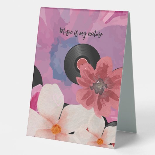 Plaque De Table Fleurs et vinyle (Recto)