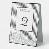 Plaque De Table Fleurs noires et blanches sur bandes (Verso)