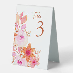 Plaque De Table Fleurs orange rose Boho personnalisées