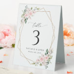 Plaque De Table Fleurs Rouges, Fleurs Roses, Boho, Numéros De Tabl<br><div class="desc">Ajoutez une touche personnelle à votre fête mariage avec ces objets de fête élégants et mémorables ! Le design présente des fleurs d'aquarelle rose vif,  de la verdure et un cadre doré sur un arrière - plan blanc.</div>