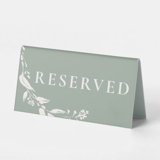 Plaque De Table Fleurs vertes Sage Mariage Réservé modifiable (Recto)