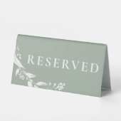 Plaque De Table Fleurs vertes Sage Mariage Réservé modifiable (Verso)