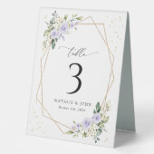 Plaque De Table Fleurs violettes, Fleurs blanches, Boho, Numéros d (Recto)
