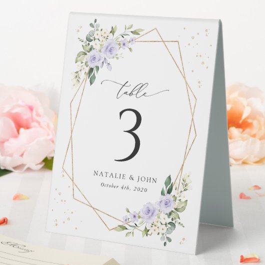 Plaque De Table Fleurs violettes, Fleurs blanches, Boho, Numéros d (In SItu (Mariage))