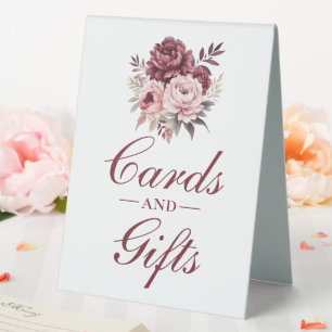 Plaque De Table Floral Bourgogne Aquarelle Cartes de mariage Cadea