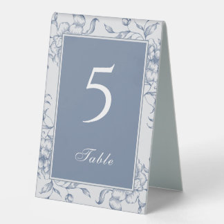 Plaque De Table Floral Dusty Blue Mariage élégant