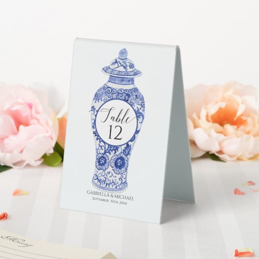 Plaque De Table Floral Ginger Jar Bleu Blanc Chinoiserie Mariage (In SItu (Mariage))